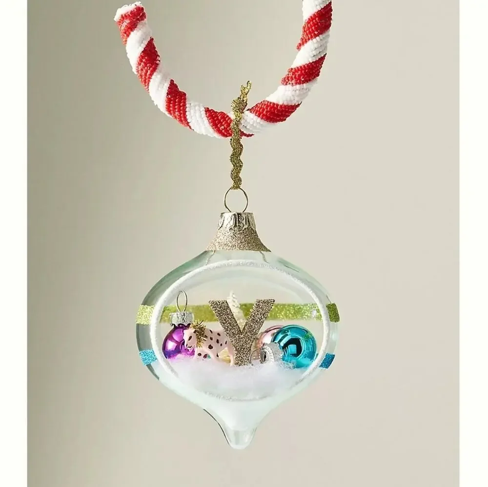 Anthropologie Party Animal Monogram Ornament Y NWTS